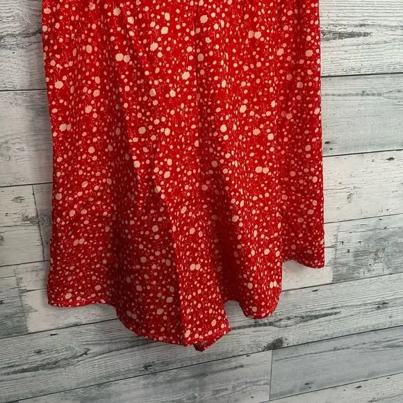 Shein Women's Ditsy Floral Tie-Knot Back Sleeveless Cami Romper Red Medium - Picture 2 of 8